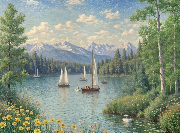 Lake Arrowhead summer sailboats