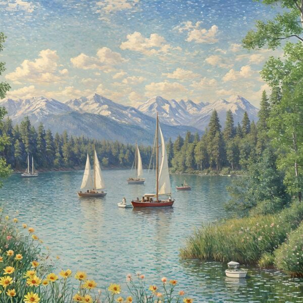 Lake Arrowhead summer sailboats