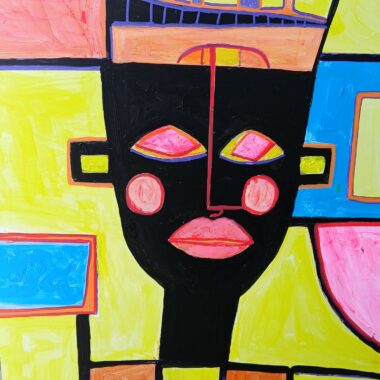 Original Abstract Afro Acrylic Painting Modern Black Art Cubist 16x20 Canvas