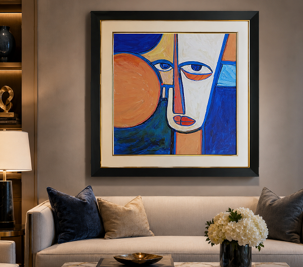 Modern Abstract Portrait Painting 16x16 Original Acrylic - Image 2