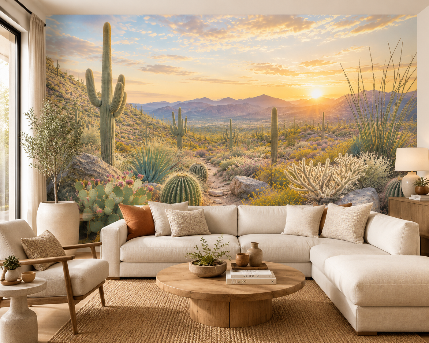 California Desert Cactus – Golden Hour Wall Mural 10x10' - Image 3